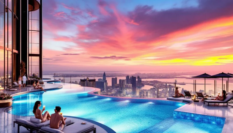 Nearby attractions and activities around The View at The Palm, including restaurants and entertainment options.