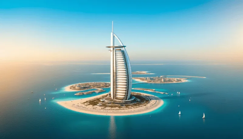 The breathtaking view at the Palm showcasing the iconic Palm Jumeirah.